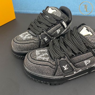 Giày Sneaker Louis Vuitton Trainer Like Authentic 1:1 màu đen LV100 11 giay louis vuitton like authentic sneaker trainer (1)