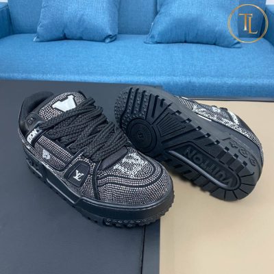 Giày Sneaker Louis Vuitton Trainer Like Authentic 1:1 màu đen LV100 12 giay louis vuitton like authentic sneaker trainer (2)