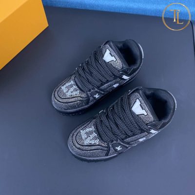Giày Sneaker Louis Vuitton Trainer Like Authentic 1:1 màu đen LV100 17 giay louis vuitton like authentic sneaker trainer (7)