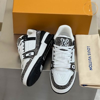 Giày Sneaker Louis Vuitton Trainer Like Authentic 1:1 trắng nâu LV105 14 giay louis vuitton like authentic sneaker trainer mau trang den trang (4)