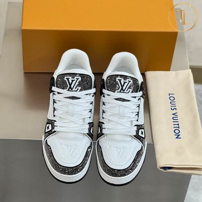 Giày Sneaker Louis Vuitton Trainer Like Authentic 1:1 trắng nâu LV105 17 giay louis vuitton like authentic sneaker trainer mau trang den trang (8)