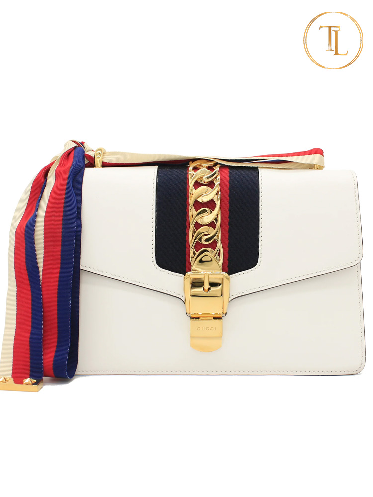 tui gucci mau trang sylvie leather