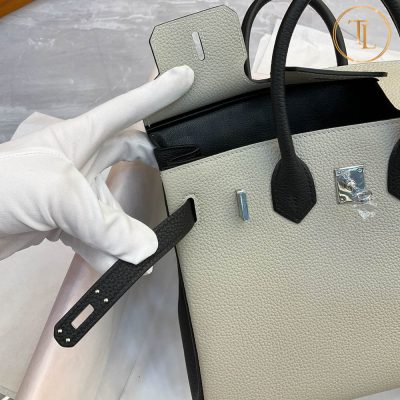 Túi Hermes Birkin siêu cấp 1:1 Size 25 màu ghi xám phối HHM59 15 tui hermes birkin sieu cap mau ghi (7)