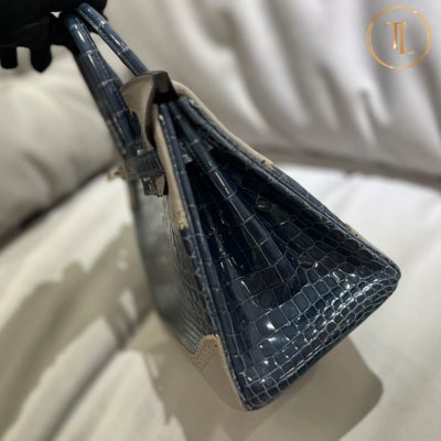 Túi Hermes Birkin siêu cấp 1:1 Size 25 màu xanh da khâu tay HHM55 12 tui hermes birkin sieu cap mau xanh (1)
