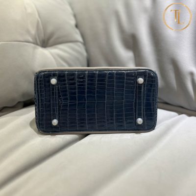 Túi Hermes Birkin siêu cấp 1:1 Size 25 màu xanh da khâu tay HHM55 17 tui hermes birkin sieu cap mau xanh (7)