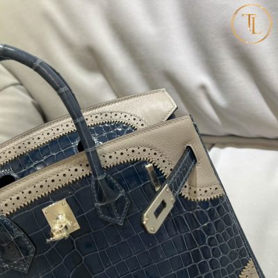 Túi Hermes Birkin siêu cấp 1:1 Size 25 màu xanh da khâu tay HHM55 19 tui hermes birkin sieu cap mau xanh (9)