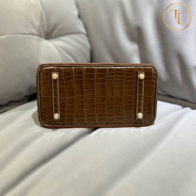 Túi xách Hermes Birkin Rep 1:1 Size 25 màu nâu da cá sấu HHM54 19 tui xach hermes birkin mau nau rep 1 1 (1)