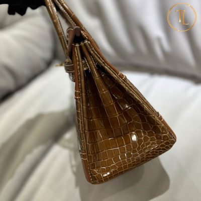 Túi xách Hermes Birkin Rep 1:1 Size 25 màu nâu da cá sấu HHM54 12 tui xach hermes birkin mau nau rep 1 1 (3)