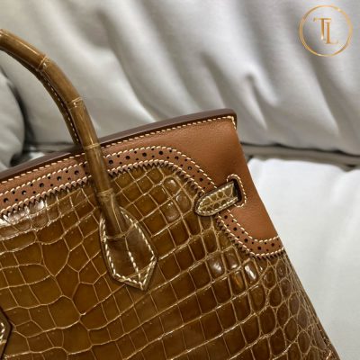 Túi xách Hermes Birkin Rep 1:1 Size 25 màu nâu da cá sấu HHM54 13 tui xach hermes birkin mau nau rep 1 1 (4)