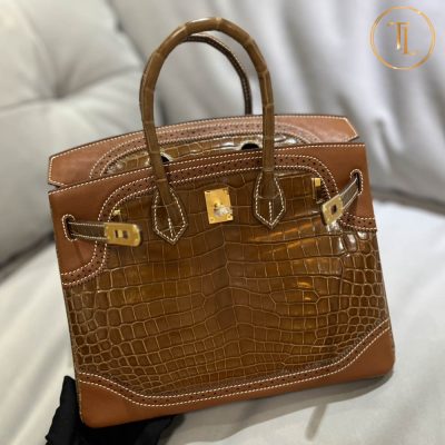 Túi xách Hermes Birkin Rep 1:1 Size 25 màu nâu da cá sấu HHM54 15 tui xach hermes birkin mau nau rep 1 1 (6)