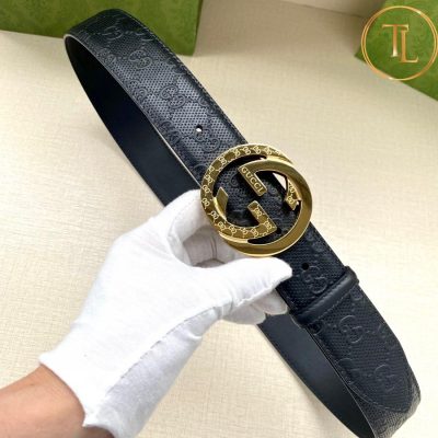 Thắt lưng Gucci da màu đen hàng hiệu siêu cấp like auth mặt khóa nhiều màu GC 248 8 belt gucci mens (3)