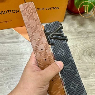 Thắt lưng Louis Vuitton 2 mặt đen nâu họa tiết mặt khóa màu đen hàng hiệu like auth LVD 64 10 belt louis vuitton (6)