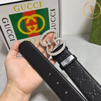 Thắt lưng Gucci dây da nam màu đen mặt khóa bạc hàng hiệu siêu cấp GC 235 8 hàng hiệu siêu cấp (5)