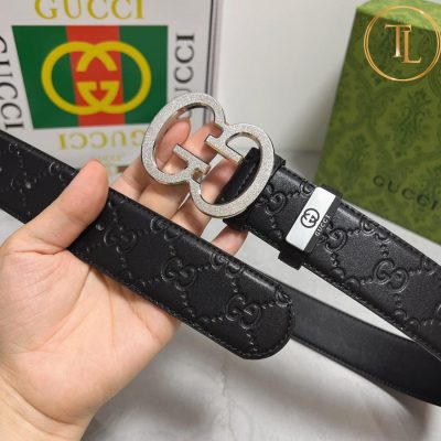 Thắt lưng Gucci dây da nam màu đen mặt khóa bạc hàng hiệu siêu cấp GC 235 10 hàng hiệu siêu cấp (7)