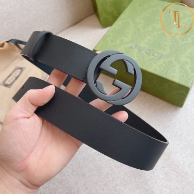 Thắt lưng Gucci nam màu đen hàng hiệu siêu cấp like auth mặt khóa chữ màu đen GC 260 7 nit gucci (2)