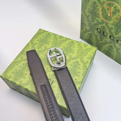 Thắt lưng Gucci da màu đen hàng hiệu siêu cấp like auth mặt khóa màu bạc GC 258 7 nit gucci (2)