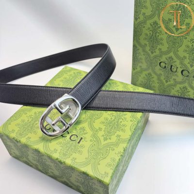 Thắt lưng Gucci da màu đen hàng hiệu siêu cấp like auth mặt khóa màu bạc GC 258 8 nit gucci (3)
