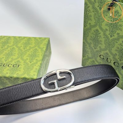 Thắt lưng Gucci da màu đen hàng hiệu siêu cấp like auth mặt khóa màu bạc GC 258 9 nit gucci (4)
