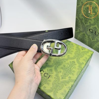 Thắt lưng Gucci da màu đen hàng hiệu siêu cấp like auth mặt khóa màu bạc GC 258 10 nit gucci (5)