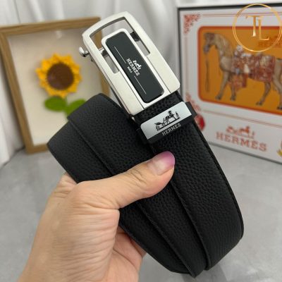 Thắt lưng Hermes màu đen mặt khóa bạc phối đen hàng hiệu siêu cấp HM 154 7 nit hermes (2)
