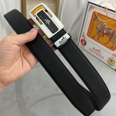 Thắt lưng Hermes màu đen mặt khóa bạc phối đen hàng hiệu siêu cấp HM 154 8 nit hermes (3)