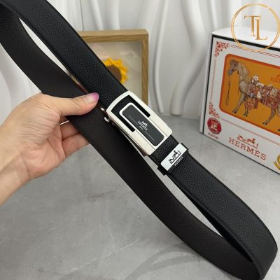 Thắt lưng Hermes màu đen mặt khóa bạc phối đen hàng hiệu siêu cấp HM 154 9 nit hermes (4)