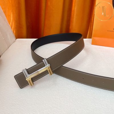 Thắt lưng Hermes 2 mặt ghi đen mặt khóa bạc phối vàng hàng hiệu siêu cấp HM 141 9 nit hermes (4)