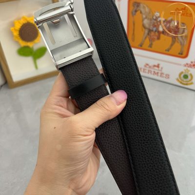 Thắt lưng Hermes màu đen mặt khóa bạc phối đen hàng hiệu siêu cấp HM 154 10 nit hermes (5)