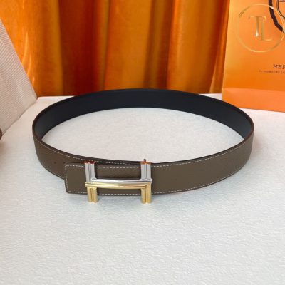 Thắt lưng Hermes 2 mặt ghi đen mặt khóa bạc phối vàng hàng hiệu siêu cấp HM 141 10 nit hermes (5)