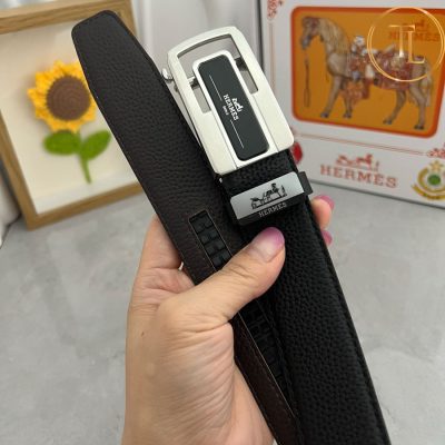 Thắt lưng Hermes màu đen mặt khóa bạc phối đen hàng hiệu siêu cấp HM 154 11 nit hermes (6)