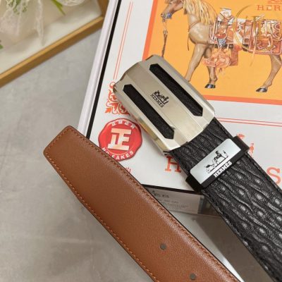 Thắt lưng Hermes màu đen nâu hàng hiệu siêu cấp like auth mặt khóa H bạc HM 161 11 nit hermes (7)