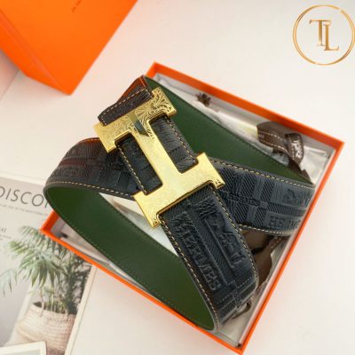 Thắt lưng Hermes dây đen họa tiết mặt khóa vàng H hàng hiệu siêu cấp HM 136 11 nit hermes (7)