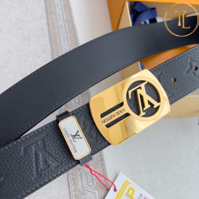 Thắt lưng Louis Vuitton màu đen họa tiết mặt khóa vàng hàng hiệu cận chính hãng LVD 92 7 nit lv (2)