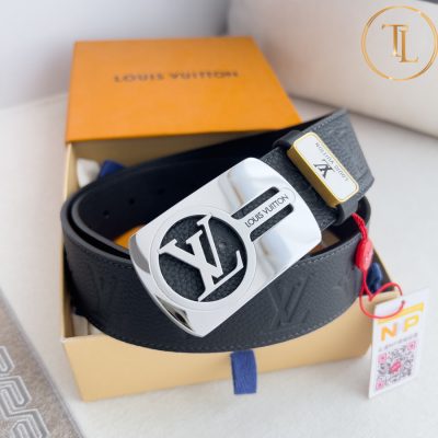 Thắt lưng Louis Vuitton màu đen họa tiết mặt khóa bạc hàng hiệu cận chính hãng LVD 91 7 nit lv (2)