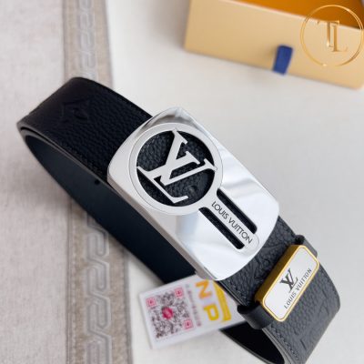 Thắt lưng Louis Vuitton màu đen họa tiết mặt khóa bạc hàng hiệu cận chính hãng LVD 91 8 nit lv (3)