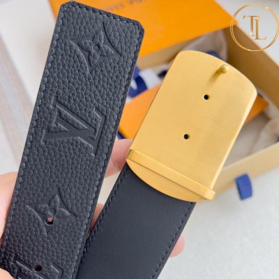 Thắt lưng Louis Vuitton màu đen họa tiết mặt khóa vàng hàng hiệu cận chính hãng LVD 92 9 nit lv (4)