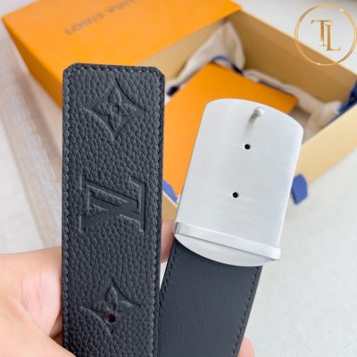 Thắt lưng Louis Vuitton màu đen họa tiết mặt khóa bạc hàng hiệu cận chính hãng LVD 91 9 nit lv (4)