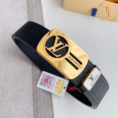 Thắt lưng Louis Vuitton màu đen họa tiết mặt khóa vàng hàng hiệu cận chính hãng LVD 92 11 nit lv (6)