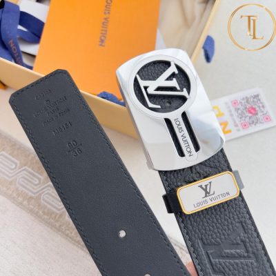 Thắt lưng Louis Vuitton màu đen họa tiết mặt khóa bạc hàng hiệu cận chính hãng LVD 91 11 nit lv (6)