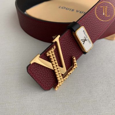 Thắt lưng Louis Vuitton màu đỏ đô mặt khóa vàng hàng hiệu cận chính hãng LVD 88 8 nit lv (7)
