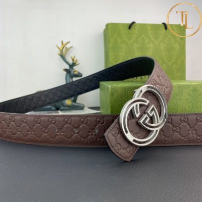 Thắt lưng Gucci nam dây da màu nâu hàng hiệu siêu cấp mặt khóa màu bạc GC 229 7 that lung gucci (2)