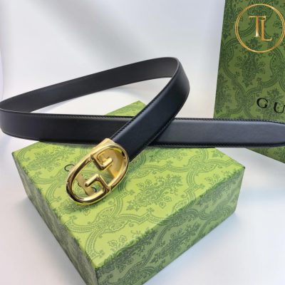 Thắt lưng Gucci da màu đen hàng hiệu siêu cấp like auth mặt khóa màu vàng GC 259 7 that lung gucci (2)