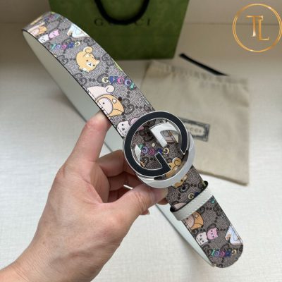 Thắt lưng Gucci nam phối màu nâu hoạt hình hàng hiệu siêu cấp like auth mặt khóa nhiều màu GC 263 7 that lung gucci (2)