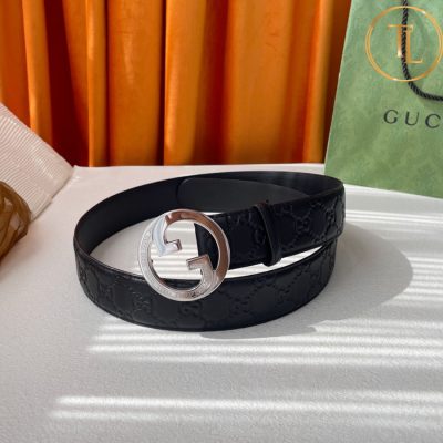 Thắt lưng Gucci nam họa tiết mặt khóa chữ bạc hàng hiệu like auth GC 281 7 that lung gucci (2)