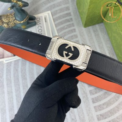Thắt lưng Gucci dây da màu đen hàng hiệu siêu cấp mặt khóa chữ nhật màu bạc GC 225 8 that lung gucci (3)