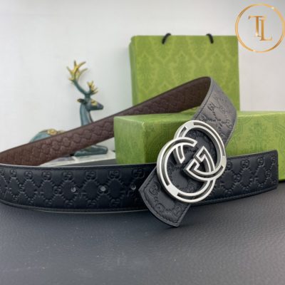 Thắt lưng Gucci nam dây da màu đen hàng hiệu siêu cấp mặt khóa màu bạc GC 231 8 that lung gucci (3)