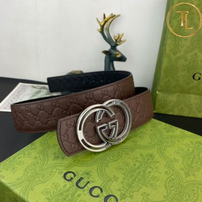 Thắt lưng Gucci nam dây da màu nâu hàng hiệu siêu cấp mặt khóa màu bạc GC 229 8 that lung gucci (3)