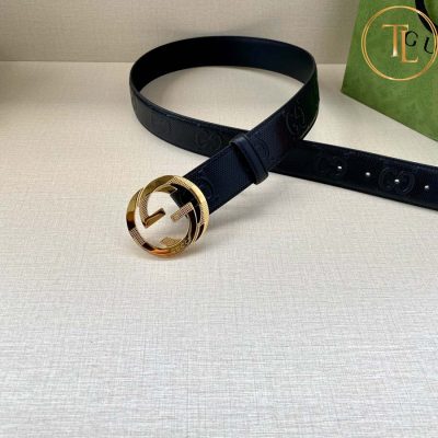 Thắt lưng Gucci da màu đen họa tiết hàng hiệu siêu cấp like auth mặt khóa nhiều màu GC 253 8 that lung gucci (3)