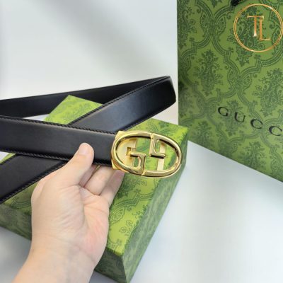 Thắt lưng Gucci da màu đen hàng hiệu siêu cấp like auth mặt khóa màu vàng GC 259 8 that lung gucci (3)