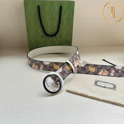 Thắt lưng Gucci nam phối màu nâu hoạt hình hàng hiệu siêu cấp like auth mặt khóa nhiều màu GC 263 8 that lung gucci (3)
